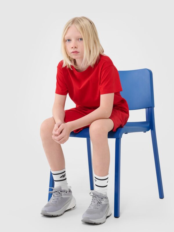 4F T-shirt oversize gładki chłopięcy - czerwony 158 (12-13 lat)