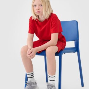 5c2721b59cf1d7447f152556ee5989bfd9d85724 4F T-shirt oversize gładki chłopięcy - czerwony 158 (12-13 lat)