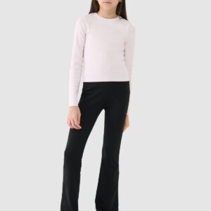 5c61d3b6a4801075135070788a45565809b51d39 4F Longsleeve slim gładki dziewczęcy - beżowy 128 (7-8 lat)