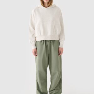 4F Bluza dresowa nierozpinana z kapturem damska - beżowa