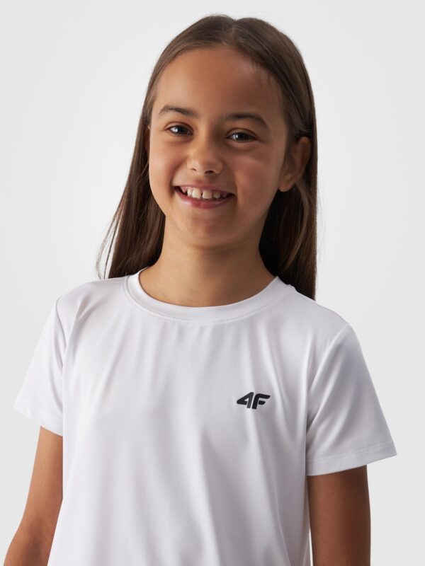 4F Komplet sportowy szybkoschnący na WF (koszulka+spodenki+worek) dziewczęcy - multikolor 122/128 (6-8 lat)
