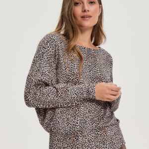 Sweter w panterkę beżowy