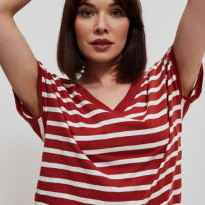 Bawełniana bluzka w paski rubinowa