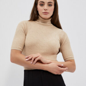 Golf z metaliczną nitką beżowy