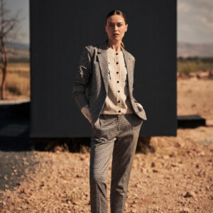 Eleganckie spodnie w pepitkę beżowe