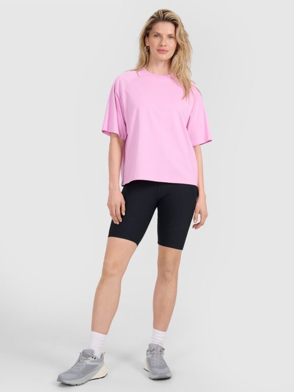 5e8eb4b5b136e31a9f44945f96b24c7961dbfa6f 4F T-shirt oversize gładki damski - różowy