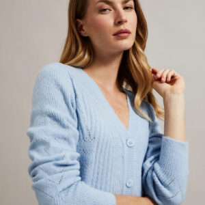 Ażurowy kardigan błękitny