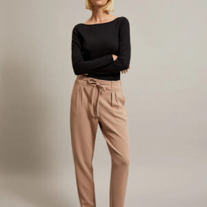 Spodnie z wiązaniem beżowe