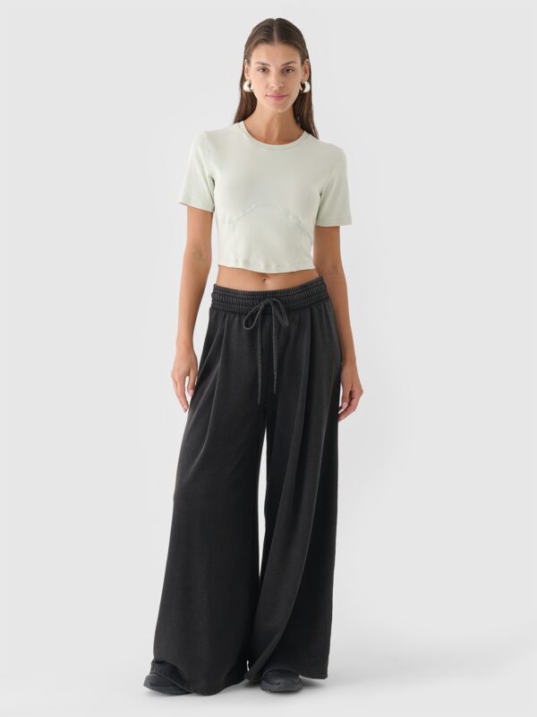 4F Crop top slim gładki damski - zielony