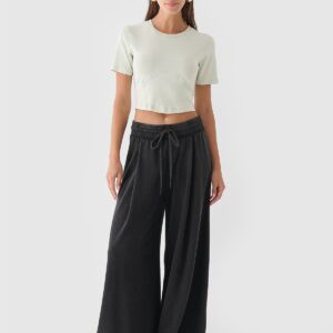 4F Crop top slim gładki damski - zielony