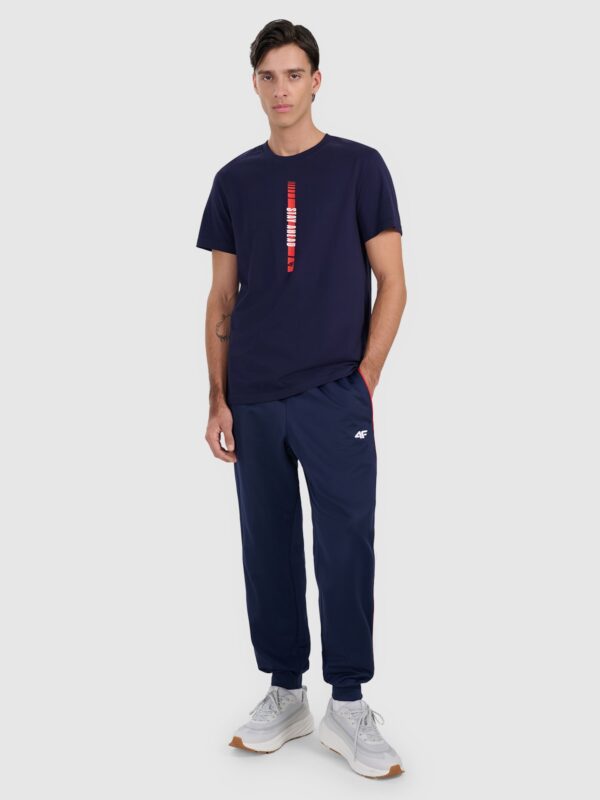 4F T-shirt regular z nadrukiem męski - granatowy
