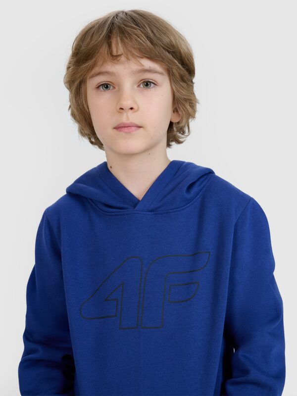 4F Bluza dresowa nierozpinana z kapturem chłopięca - niebieska 152 (11-12 lat)