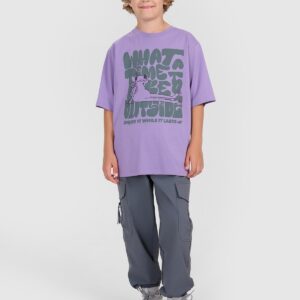 609558240697dd0f399bd447ec442d0f028b95a9 4F T-shirt oversize z nadrukiem chłopięcy - fioletowy 140 (9-10 lat)