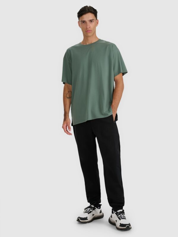 4F T-shirt oversize z nadrukiem męski - oliwkowy/khaki