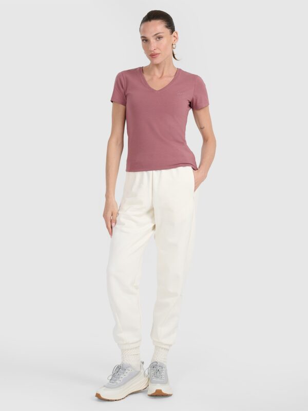 4F T-shirt slim gładki damski - różowy