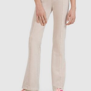 4F Legginsy dzianinowe z efektem acid wash dziewczęce - beżowe 122 (6-7 lat)