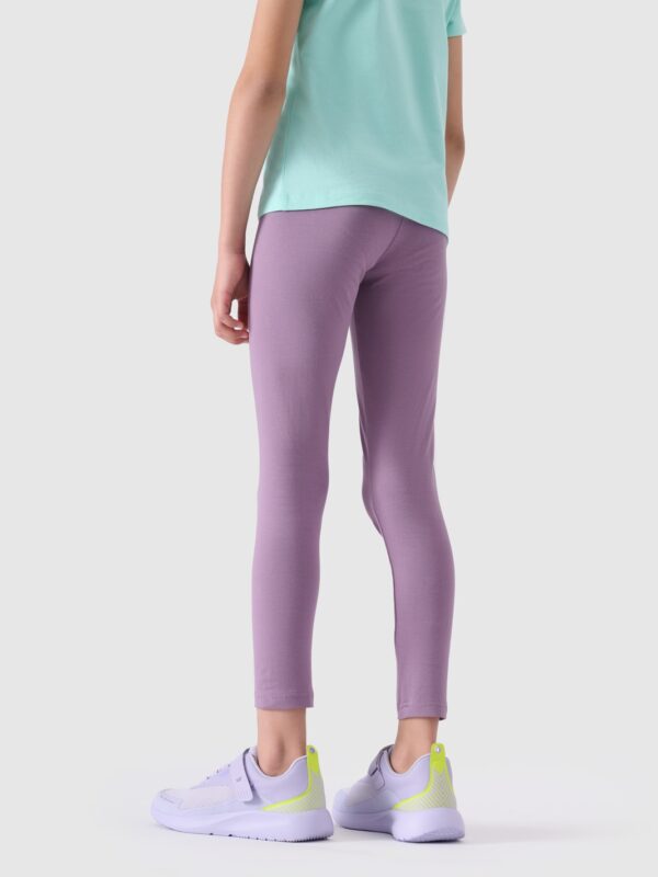 61b5520c62d8de93ff957339e4259eafa27121b0 4F Legginsy dzianinowe dziewczęce - fioletowe 122 (6-7 lat)