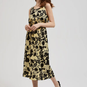 Sukienka midi w kwiaty żółta