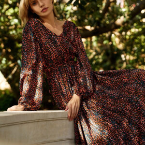 62652d3ac0a3d2d412c59003323d2e2443ceba88 Sukienka maxi z bufiastymi rękawami brązowa