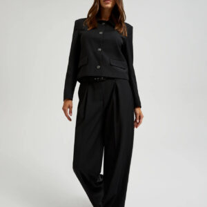 Eleganckie spodnie z paskiem czarne