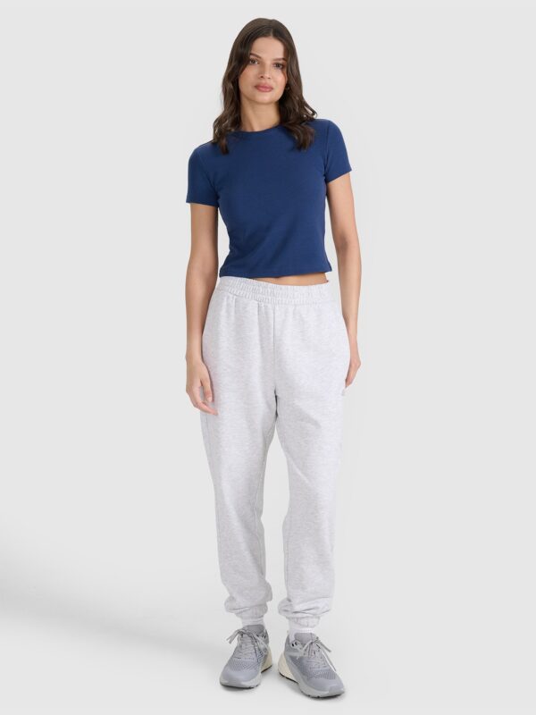 626dc7f3a964df39a9b9ec93cc6807238d689537 4F T-shirt slim z waflowej dzianiny damski - granatowy