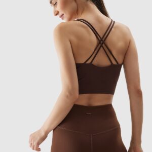 4F Crop top do jogi i pilatesu z materiału z recyklingu damski - brązowy