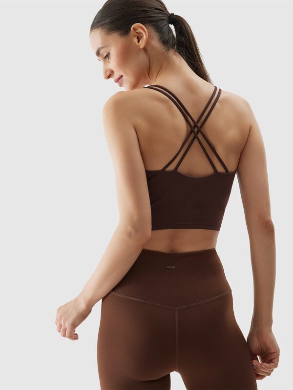 4F Crop top do jogi i pilatesu z materiału z recyklingu damski - brązowy