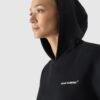 4F Bluza dresowa nierozpinana z kapturem damska - czarna