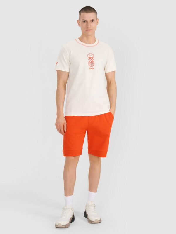 4F T-shirt regular z nadrukiem męski - biały