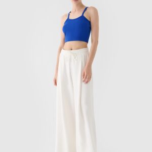 4F Crop top slim damski - niebieski