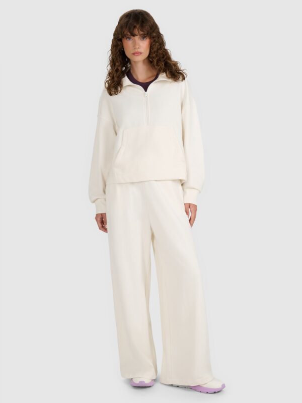 4F Bluza dresowa nierozpinana bez kaptura damska - beżowa