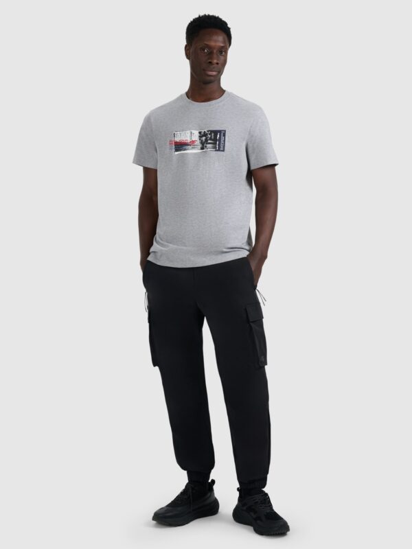 4F T-shirt regular z nadrukiem męski - szary
