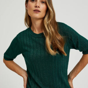 Wiskozowy sweter z metaliczną nitką zielony