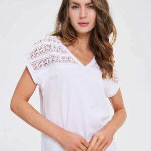 63f03e2eae8ec3bce6bc75743f53397bf29d3416 Bluzka z krótkimi rękawami biała