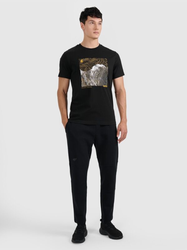 4F T-shirt regular z nadrukiem męski - czarny