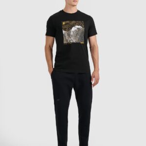 4F T-shirt regular z nadrukiem męski - czarny