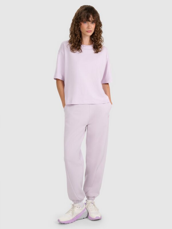 4F T-shirt oversize gładki damski - fioletowy