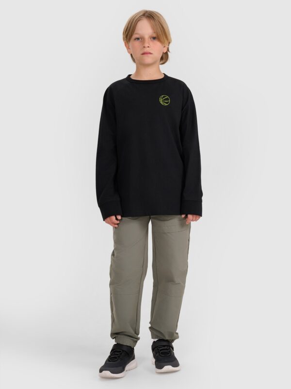 4F Longlseeve regular z nadrukiem chłopięcy - czarny 134 (8-9 lat)