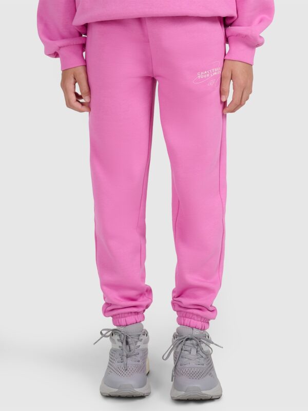 64e9db1f27ff561340fe43c6307b5a0573d1ee85 4F Spodnie dresowe joggery dziewczęce - różowe 134 (8-9 lat)