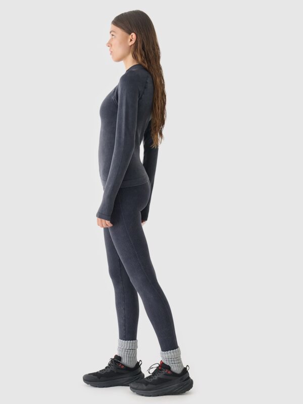 654c70dd97271ee85dac913b324a391b5d1212ca 4F Legginsy bezszwowe w prążki damskie - czarne