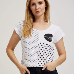 Bluzka ze wzorem koropek i krótkimi rękawami biała