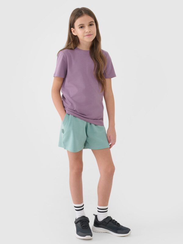 4F T-shirt regular gładki dziewczęcy - fioletowy 134 (8-9 lat)