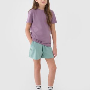 65d20fe1eab79fbb0e01e8554953f7bb7ebbc1a4 4F T-shirt regular gładki dziewczęcy - fioletowy 134 (8-9 lat)