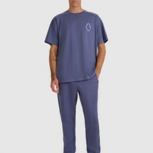 4F T-shirt oversize z nadrukiem męski - granatowy