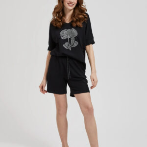 Dresowe szorty z wiazaniem w talii czarne