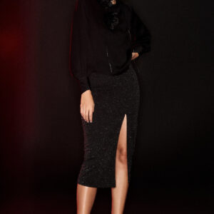 Spódnica midi z rozcięciem czarna