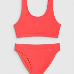 4F Kostium kąpielowy dwuczęściowy dziewczęcy - koralowy 146/152 (10-12 lat)