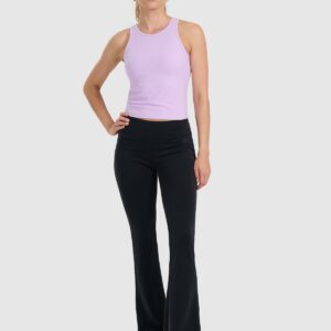 4F Top slim z prążkowanej dzianiny damski - fioletowy