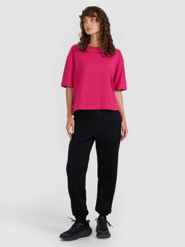 4F T-shirt oversize gładki damski - różowy