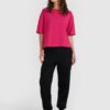 4F T-shirt oversize gładki damski - różowy